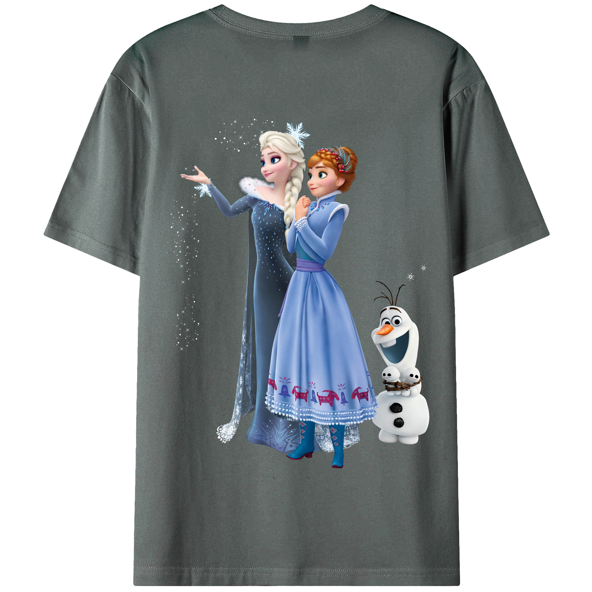 （画像用） アナと雪の女王 アンナ エルサ Frozen Anna Elsa 綿100％半袖Tシャツ（背面プリント）